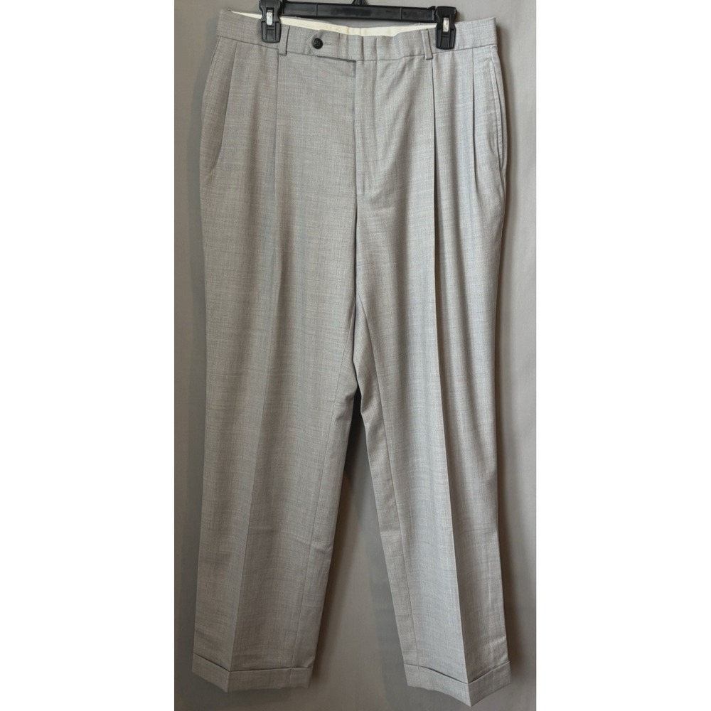 Nautica Men's Performance Classic-Fit Cuffed Wool Dress Pants Light Gray 34WX32L